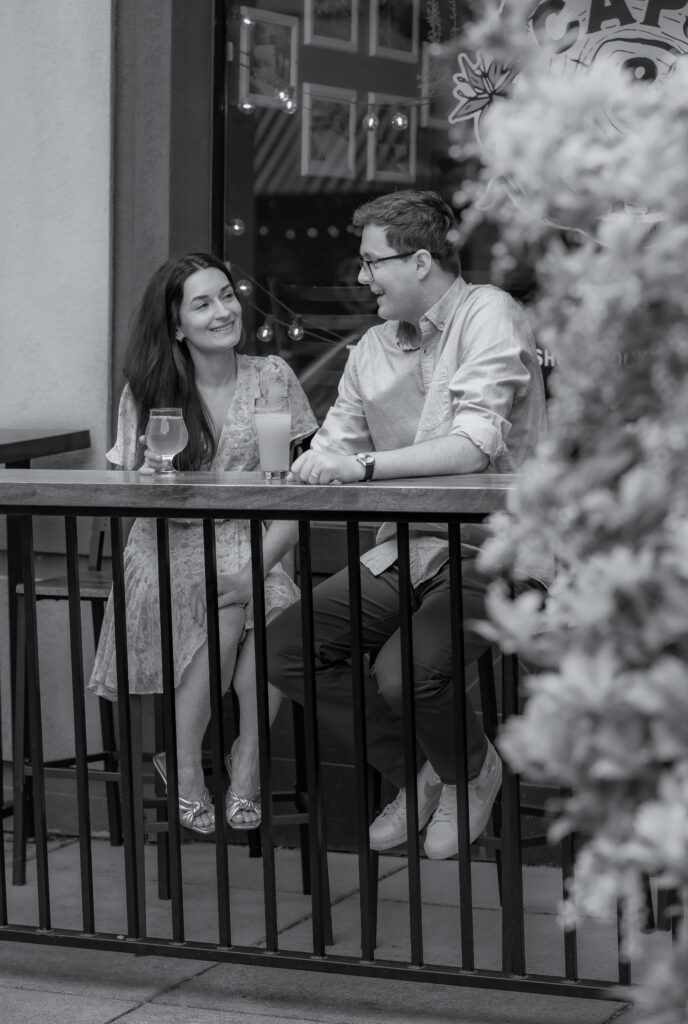 Couple hanging out at Caps and Taps in Camas, WA